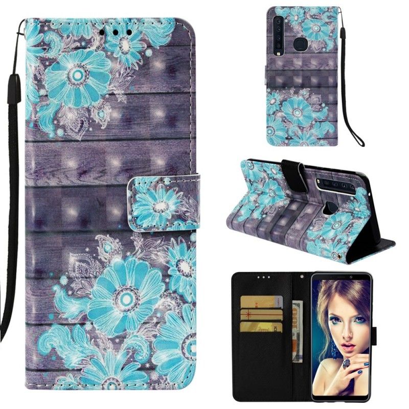 Etui Folio Samsung Galaxy A9 Niebieskie Kwiaty