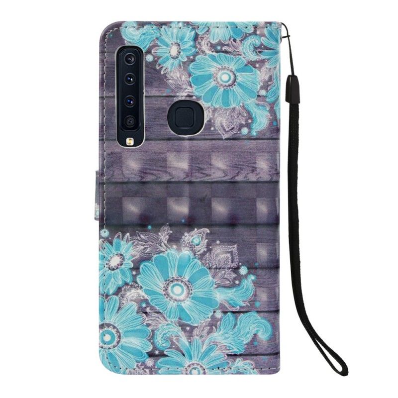 Etui Folio Samsung Galaxy A9 Niebieskie Kwiaty