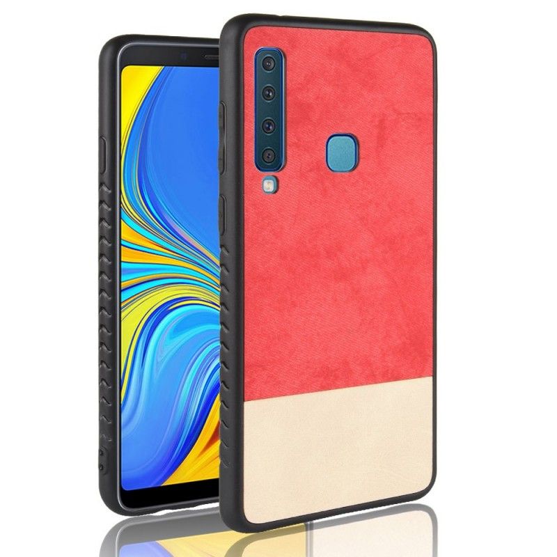 Etui Samsung Galaxy A9 Czerwony Szary Dwukolorowa Imitacja Skóry Etui Ochronne