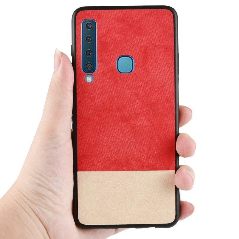 Etui Samsung Galaxy A9 Czerwony Szary Dwukolorowa Imitacja Skóry Etui Ochronne