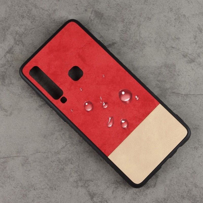 Etui Samsung Galaxy A9 Czerwony Szary Dwukolorowa Imitacja Skóry Etui Ochronne