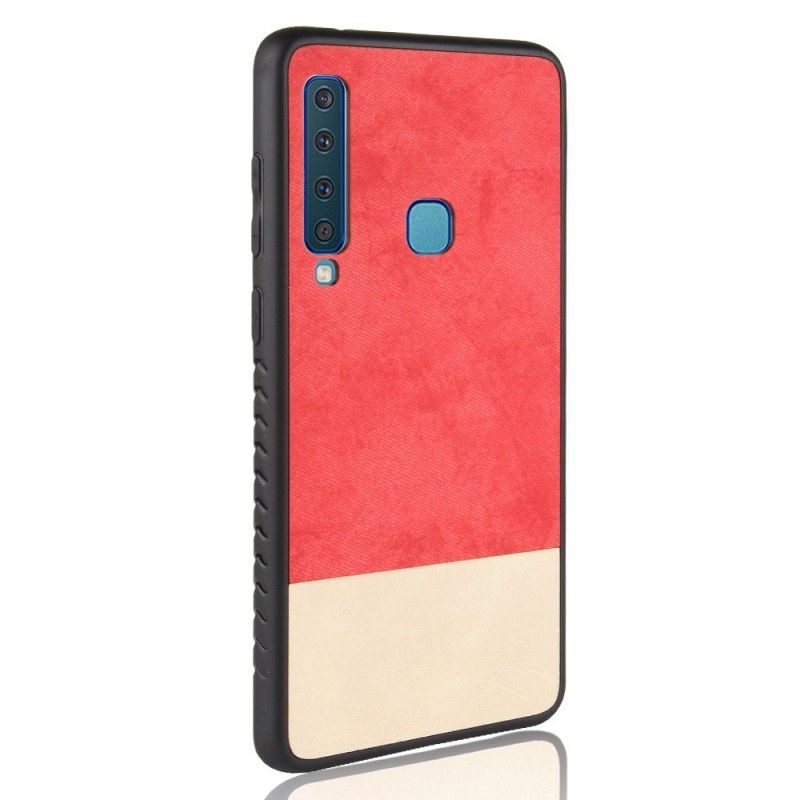 Etui Samsung Galaxy A9 Czerwony Szary Dwukolorowa Imitacja Skóry Etui Ochronne