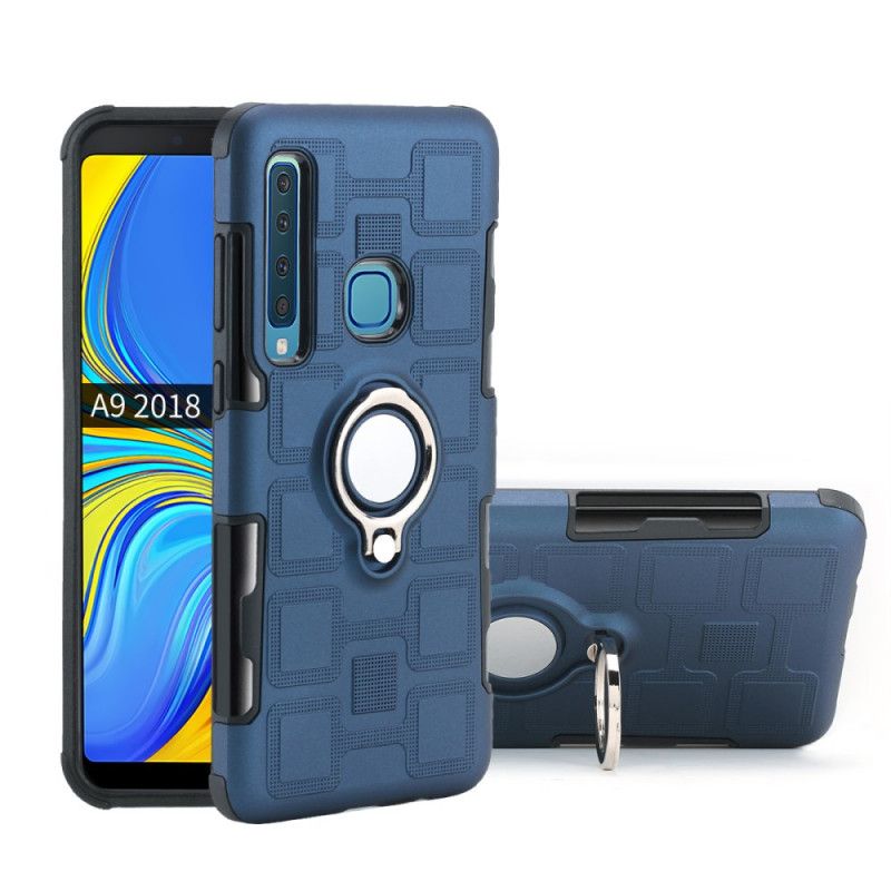 Etui Samsung Galaxy A9 Granatowy Czerwony Super Mocny Z Pierścieniem Podtrzymującym Etui Ochronne