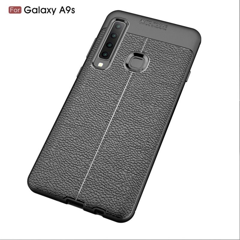 Etui Samsung Galaxy A9 Szary Czarny Efekt Skóry Z Podwójną Linią Liczi Etui Ochronne