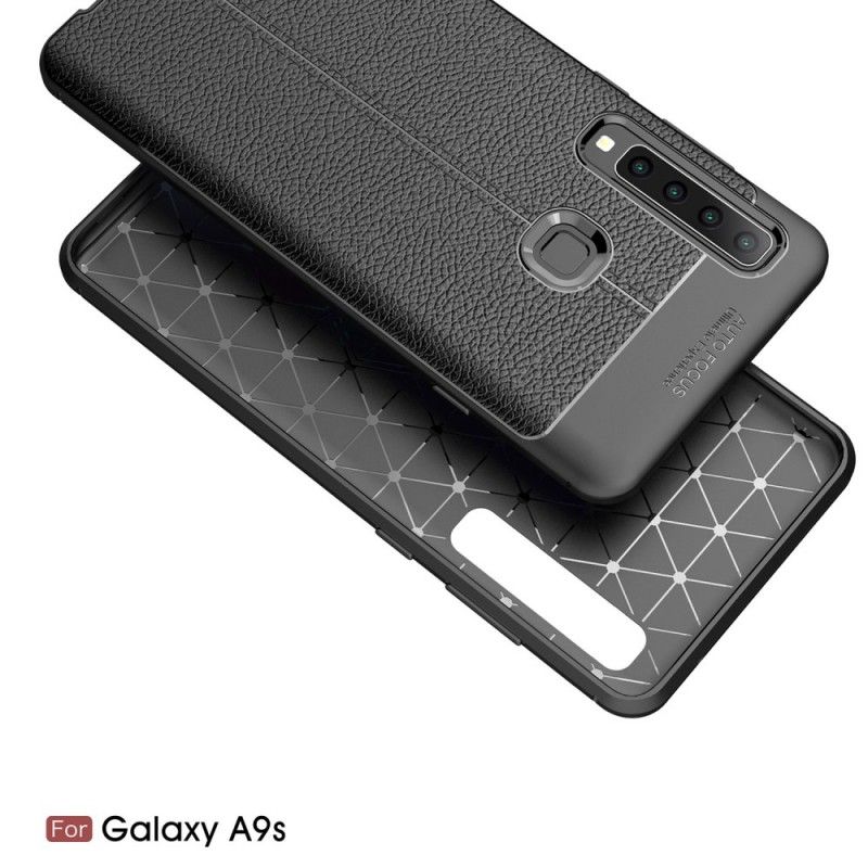 Etui Samsung Galaxy A9 Szary Czarny Efekt Skóry Z Podwójną Linią Liczi Etui Ochronne