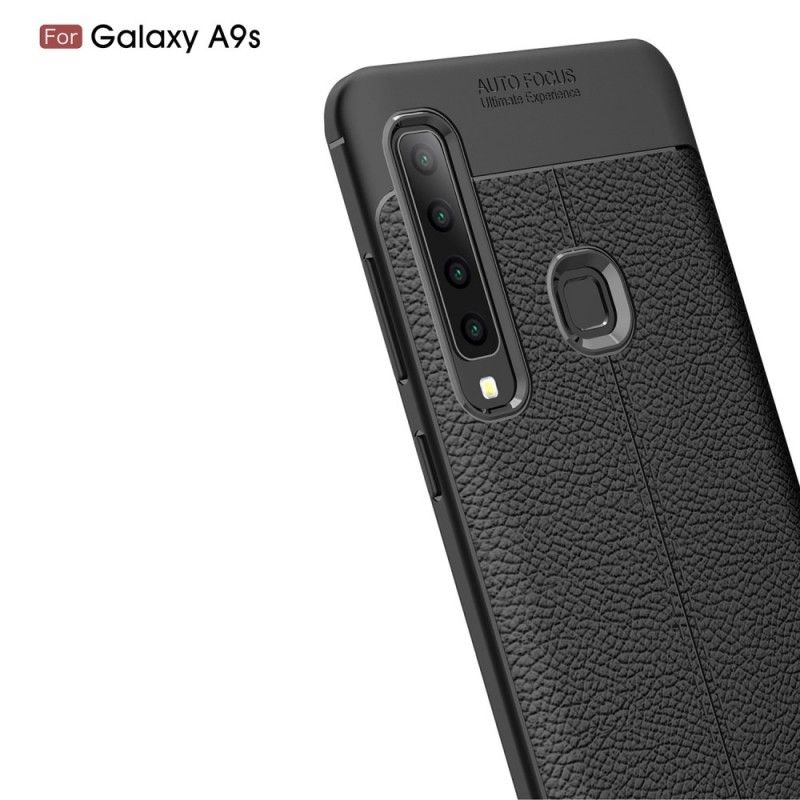 Etui Samsung Galaxy A9 Szary Czarny Efekt Skóry Z Podwójną Linią Liczi Etui Ochronne