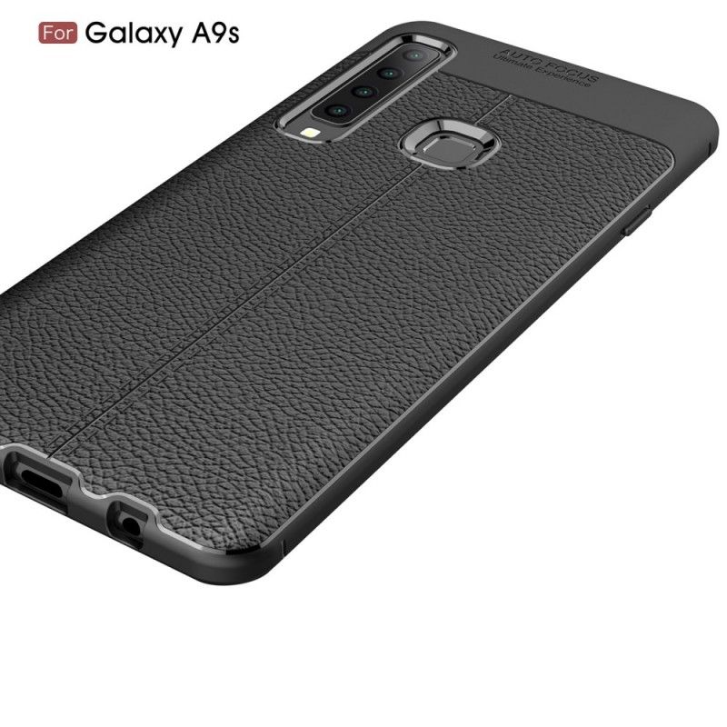 Etui Samsung Galaxy A9 Szary Czarny Efekt Skóry Z Podwójną Linią Liczi Etui Ochronne