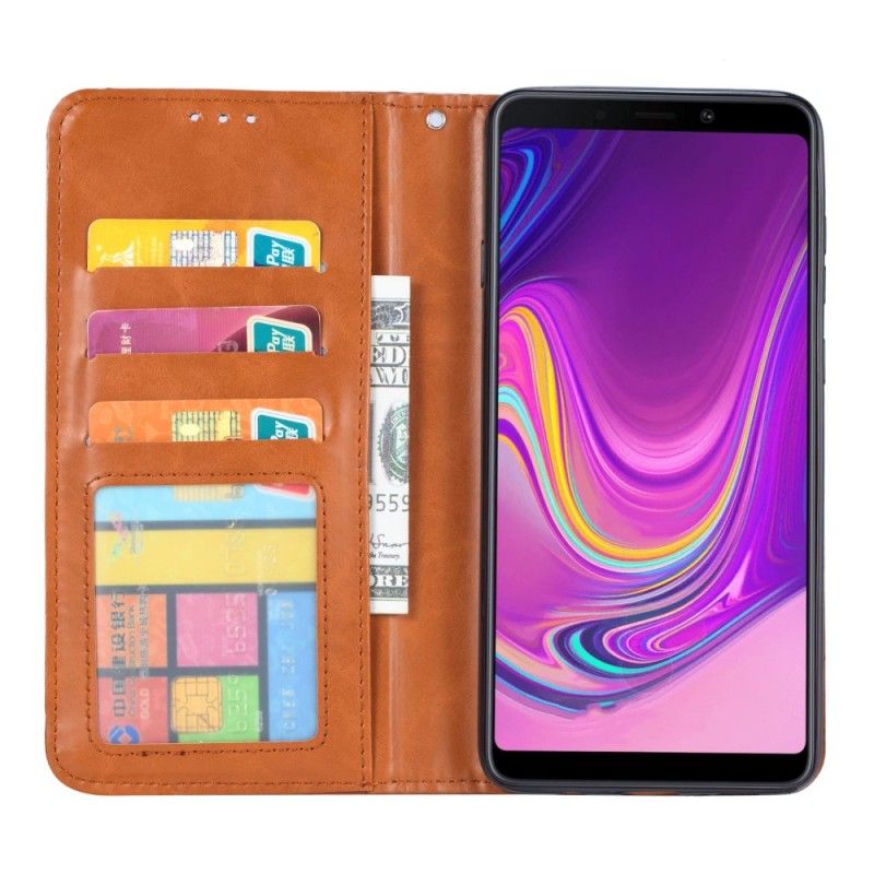 Flip Kotelot Samsung Galaxy A9 Czerwony Czarny Etui na Telefon Etui Na Karty Ze Sztucznej Skóry