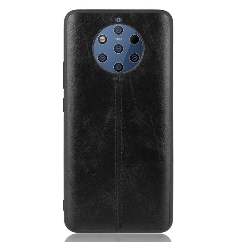 Etui Nokia 9 PureView Czerwony Czarny Efekt Szytej Skóry Etui Ochronne