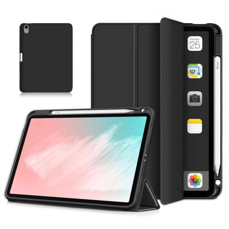 Smart Case iPad Air 10.9" (2020) Szary Czarny Uchwyt Na Rysik Z Imitacji Skóry Liczi