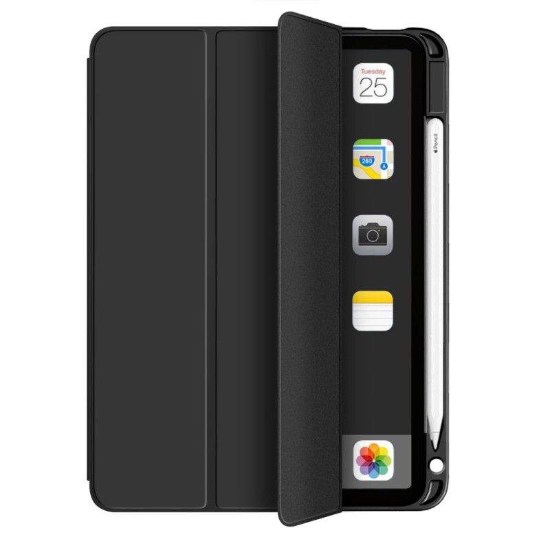 Smart Case iPad Air 10.9" (2020) Szary Czarny Uchwyt Na Rysik Z Imitacji Skóry Liczi