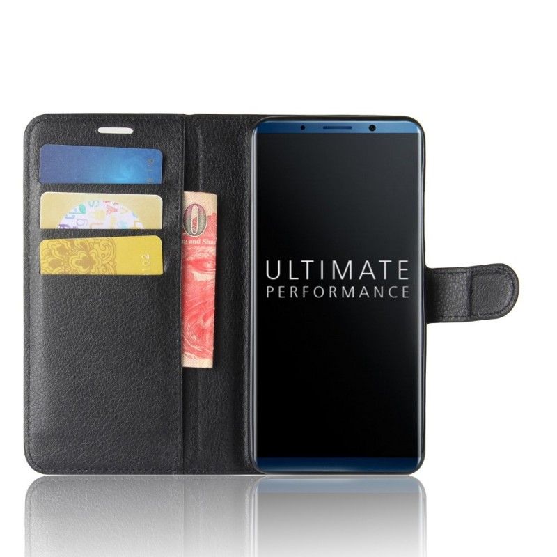 Etui Folio Huawei Mate 10 Pro Biały Czarny Klasyczny Efekt Skóry