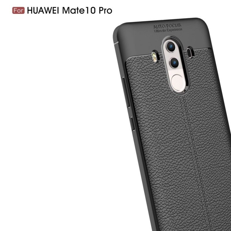 Etui Huawei Mate 10 Pro Czerwony Czarny Efekt Skóry Z Podwójną Linią Liczi