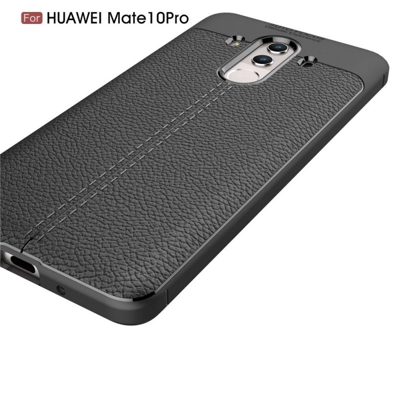 Etui Huawei Mate 10 Pro Czerwony Czarny Efekt Skóry Z Podwójną Linią Liczi