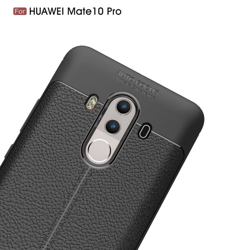 Etui Huawei Mate 10 Pro Czerwony Czarny Efekt Skóry Z Podwójną Linią Liczi