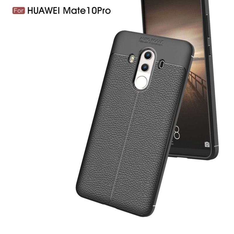 Etui Huawei Mate 10 Pro Czerwony Czarny Efekt Skóry Z Podwójną Linią Liczi