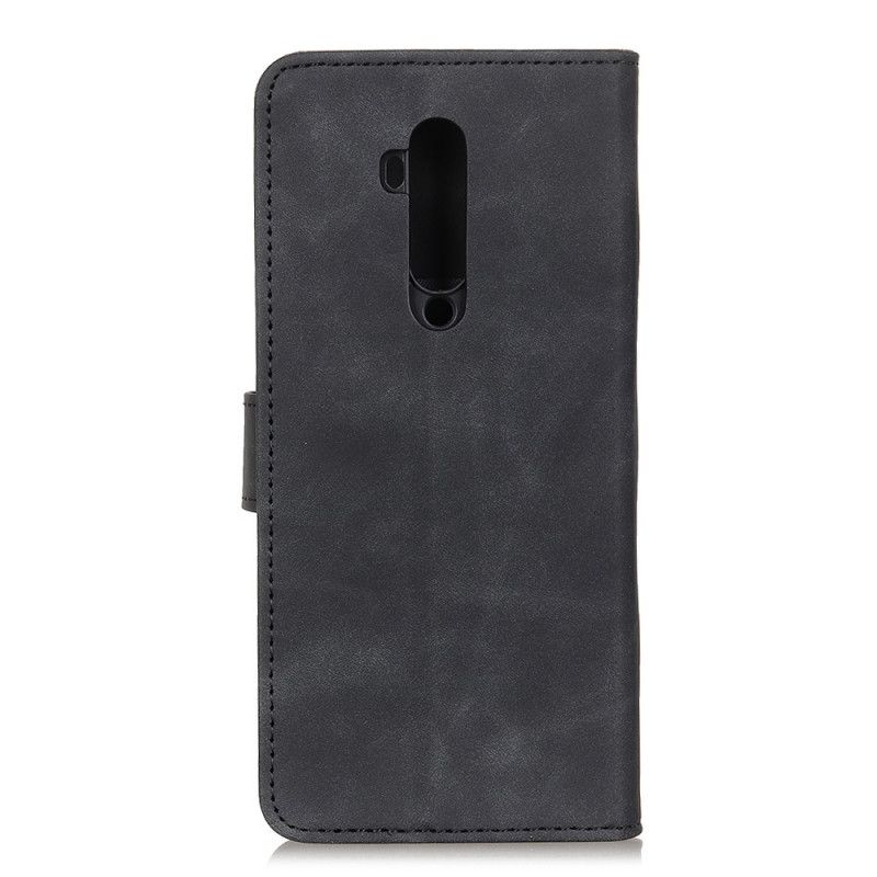 Etui Folio OnePlus 7T Pro Czerwony Czarny Mata Z Efektem Skóry W Stylu Vintage Khazneh