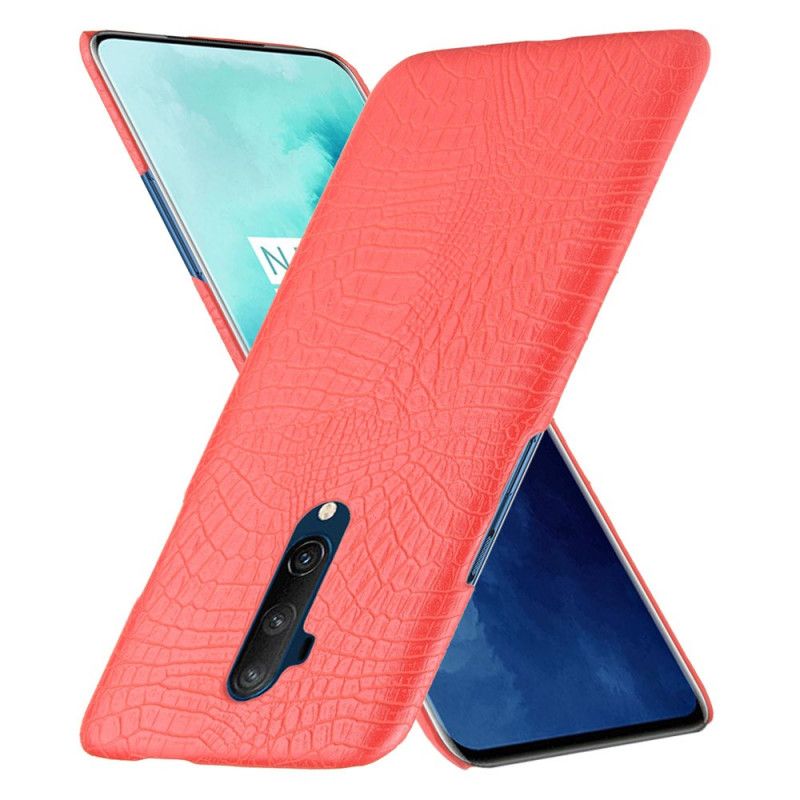 Etui OnePlus 7T Pro Biały Czarny Efekt Skóry Krokodyla