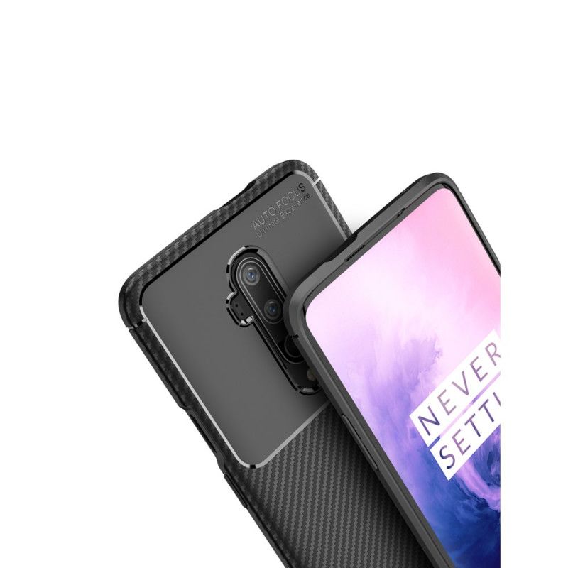 Etui OnePlus 7T Pro Granatowy Czarny Elastyczna Tekstura Włókna Węglowego Etui Ochronne