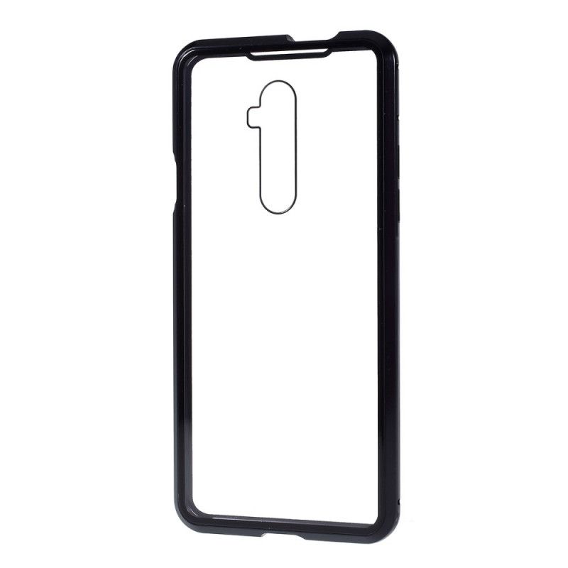 Etui OnePlus 7T Pro Granatowy Czarny Krawędzie Metalowe I Ze Szkła Hartowanego