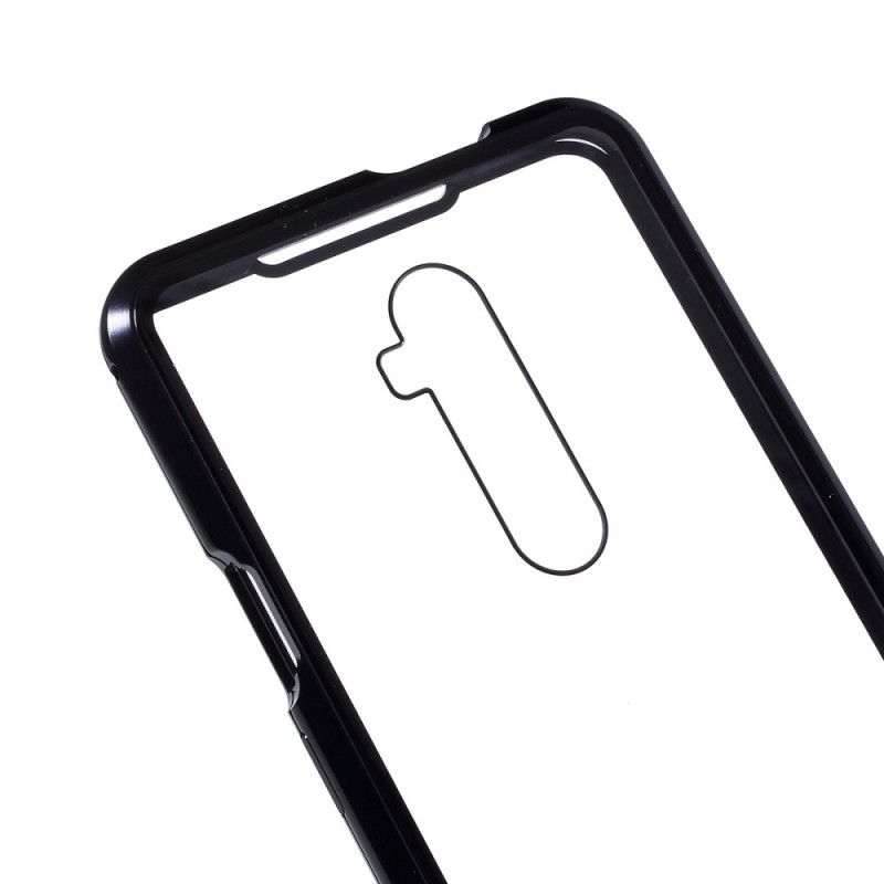 Etui OnePlus 7T Pro Granatowy Czarny Krawędzie Metalowe I Ze Szkła Hartowanego