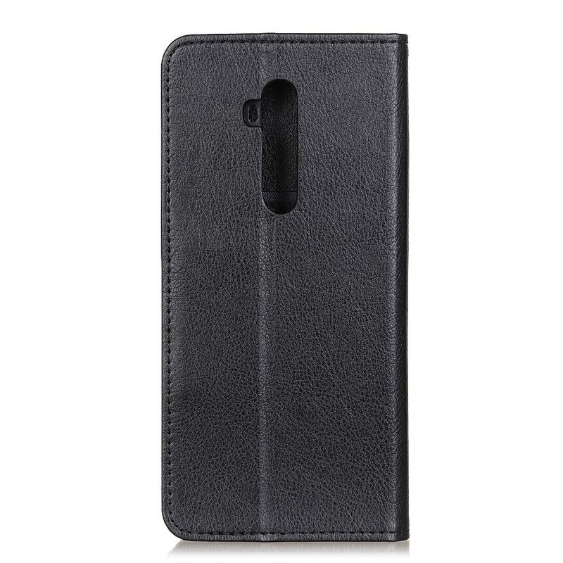 Flip Kotelot OnePlus 7T Pro Czerwony Czarny Elegancka Dwoina Lychee