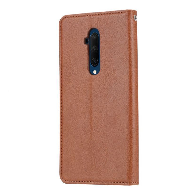 Flip Kotelot OnePlus 7T Pro Czerwony Czarny Etui Na Karty Ze Sztucznej Skóry