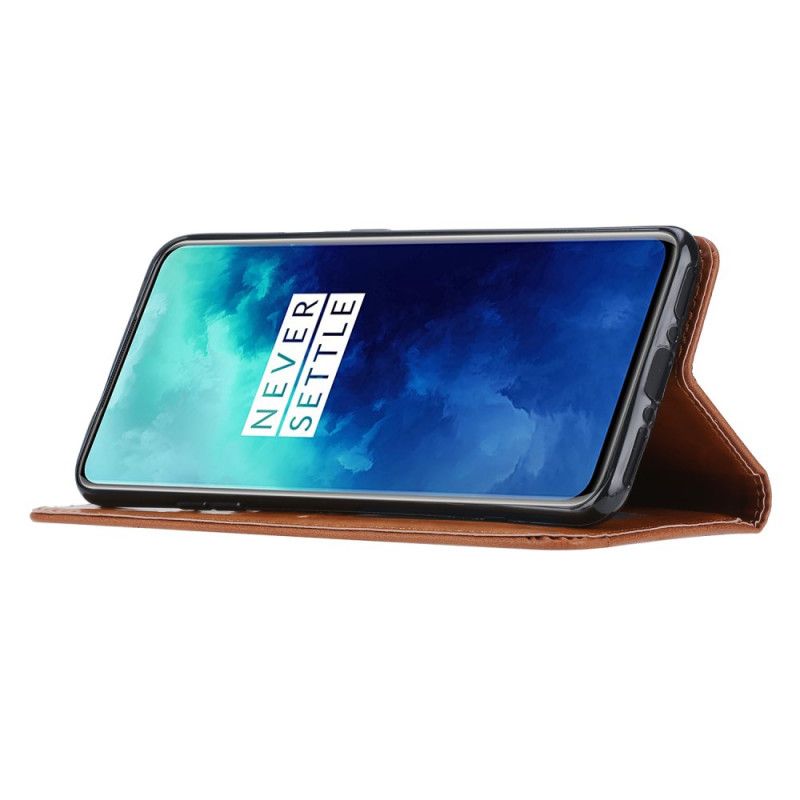 Flip Kotelot OnePlus 7T Pro Czerwony Czarny Etui Na Karty Ze Sztucznej Skóry