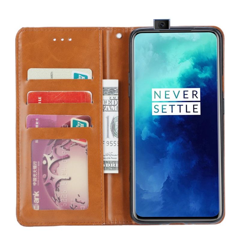 Flip Kotelot OnePlus 7T Pro Czerwony Czarny Etui Na Karty Ze Sztucznej Skóry