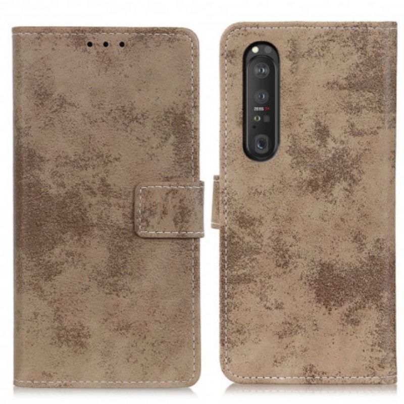 Etui Folio Do Sony Xperia 1 Iii Efekt Vintage Skóry