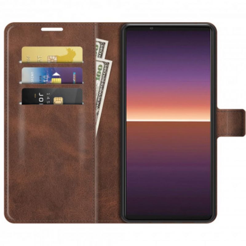 Etui Folio Sony Xperia 1 Iii Slim Ekstremalny Efekt Skóry Etui Ochronne