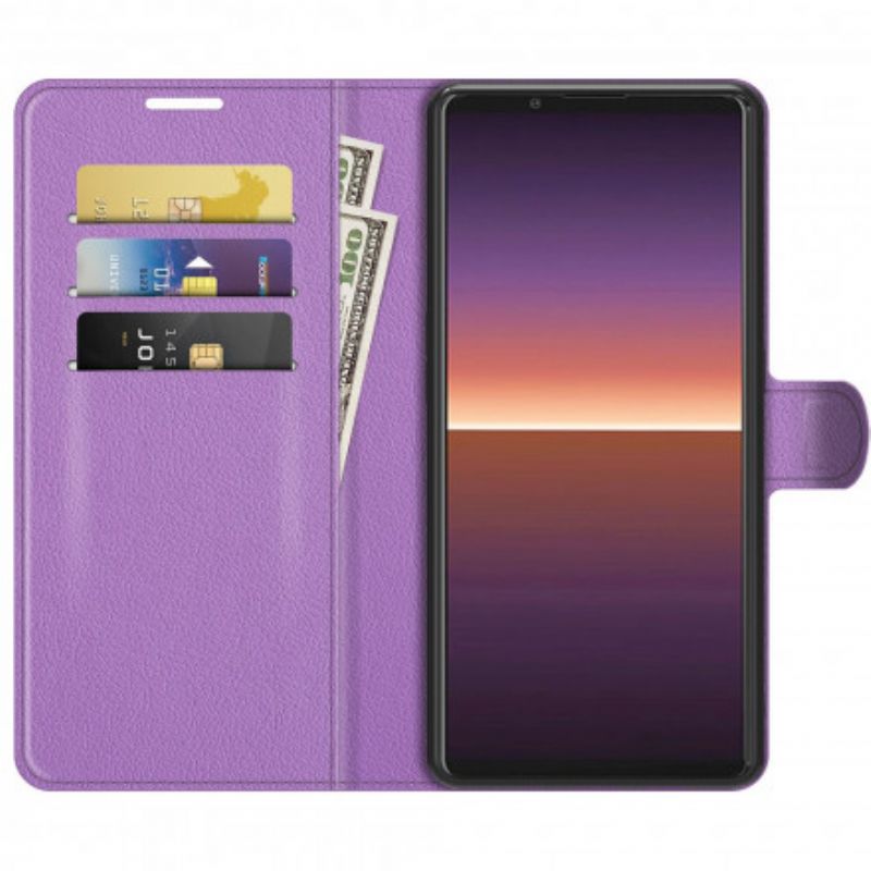 Skórzany Futerał Sony Xperia 1 Iii Etui Na Telefon Klasyczny Efekt Liczi