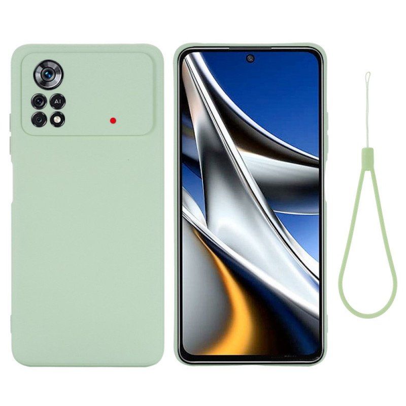 Etui do Poco X4 Pro 5G z Łańcuch Płynny Silikon W Paski