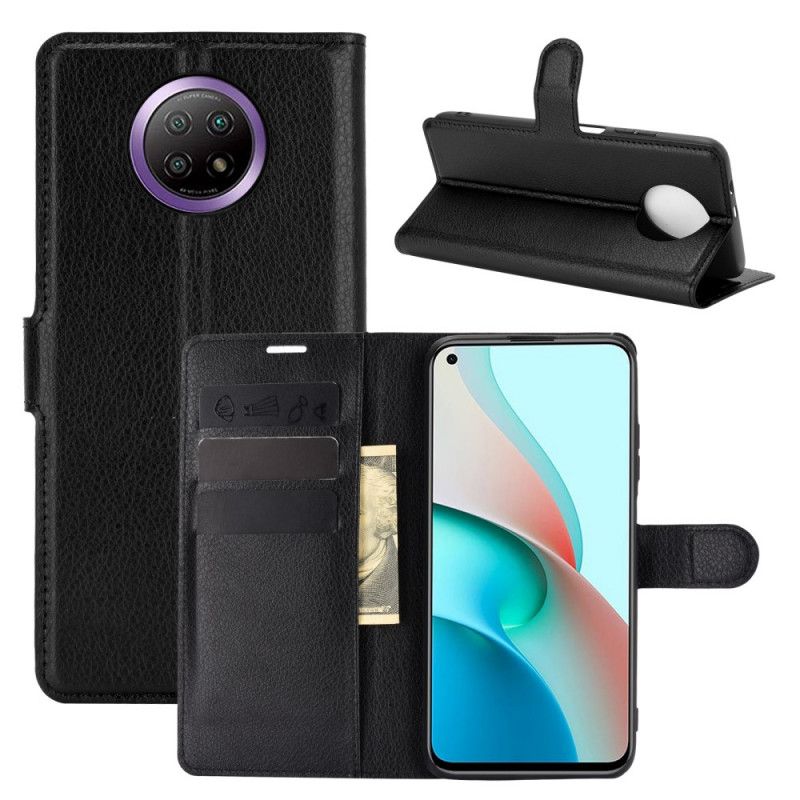 Etui Folio Xiaomi Redmi Note 9 5G / Note 9T 5G Biały Czarny Klasyczna Sztuczna Skóra Etui Ochronne