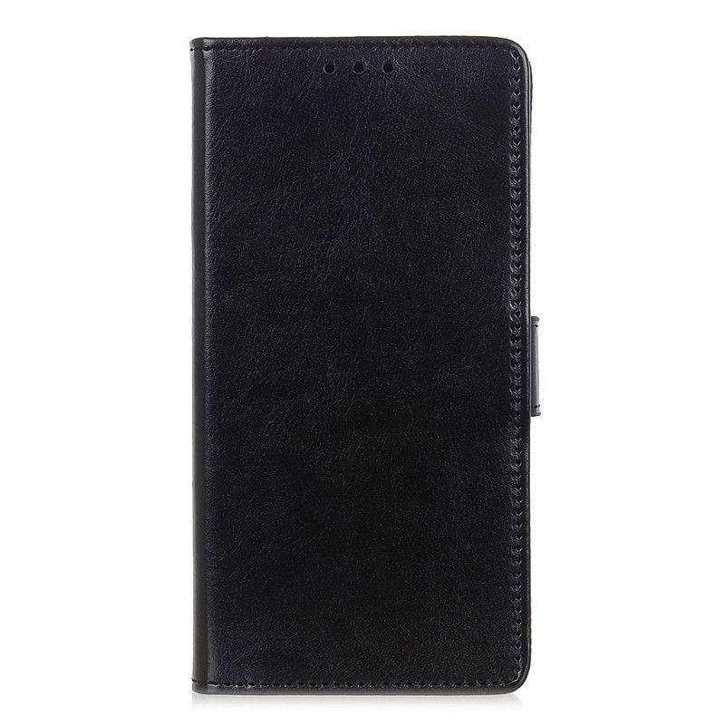 Etui Folio Xiaomi Redmi Note 9 5G / Note 9T 5G Biały Czarny Prosty Efekt Błyszczącej Skóry Etui Ochronne