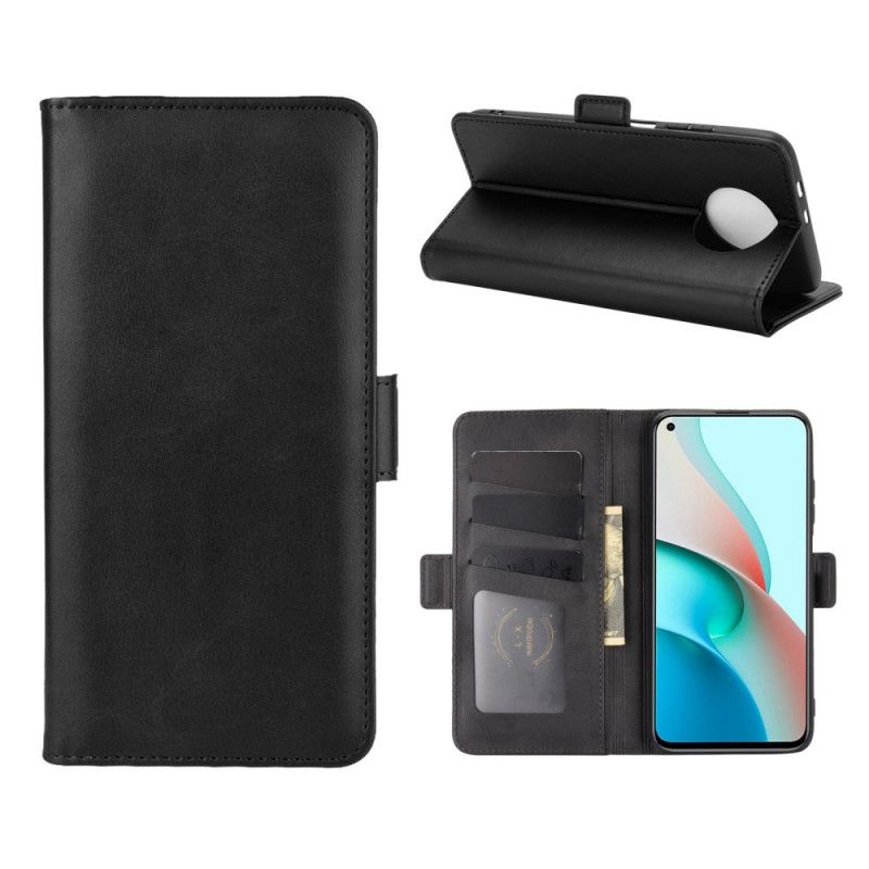 Etui Folio Xiaomi Redmi Note 9 5G / Note 9T 5G Czerwony Czarny Podwójna Klapa