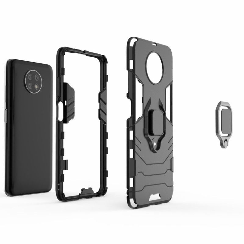 Etui Xiaomi Redmi Note 9 5G / Note 9T 5G Czerwony Czarny Pierścień Oporowy