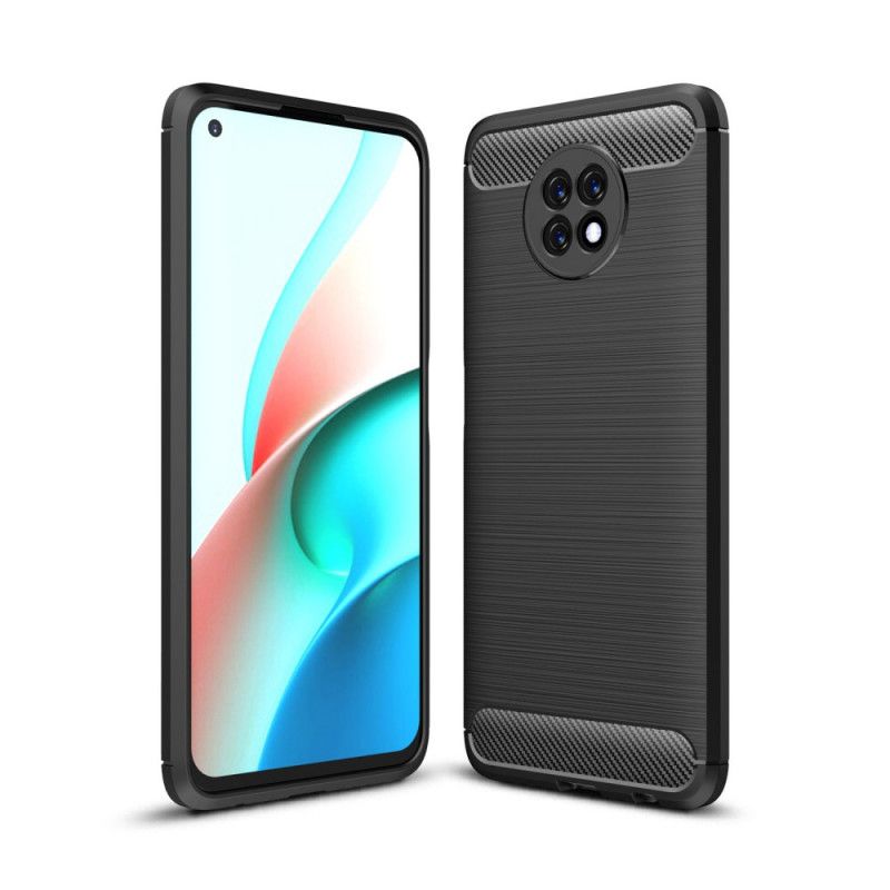 Etui Xiaomi Redmi Note 9 5G / Note 9T 5G Czerwony Czarny Szczotkowane Włókno Węglowe Etui Ochronne