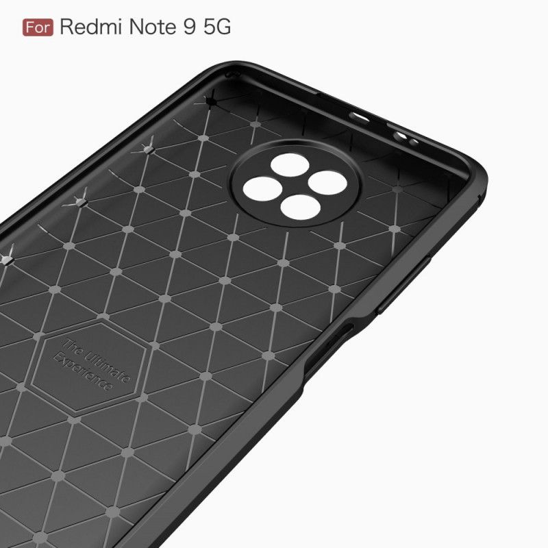 Etui Xiaomi Redmi Note 9 5G / Note 9T 5G Czerwony Czarny Szczotkowane Włókno Węglowe Etui Ochronne