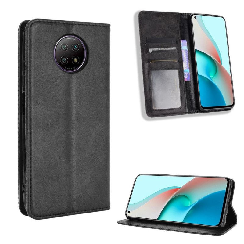 Flip Kotelot Xiaomi Redmi Note 9 5G / Note 9T 5G Czerwony Czarny Etui na Telefon Stylizowany Efekt Skóry