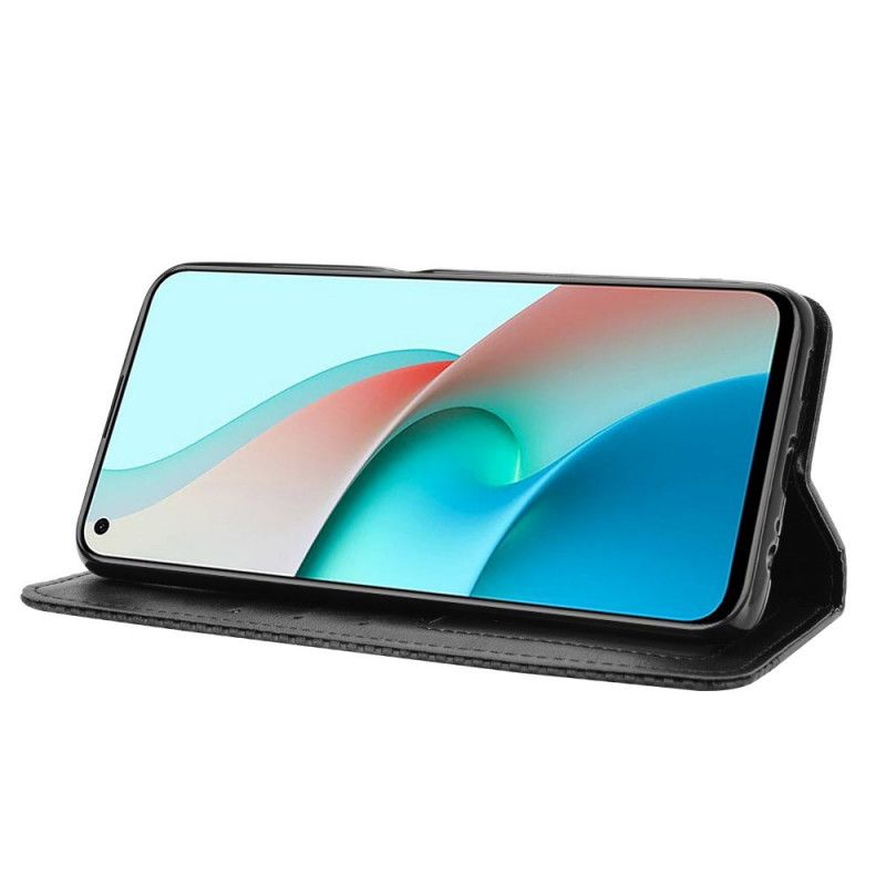 Flip Kotelot Xiaomi Redmi Note 9 5G / Note 9T 5G Czerwony Czarny Etui na Telefon Stylizowany Efekt Skóry