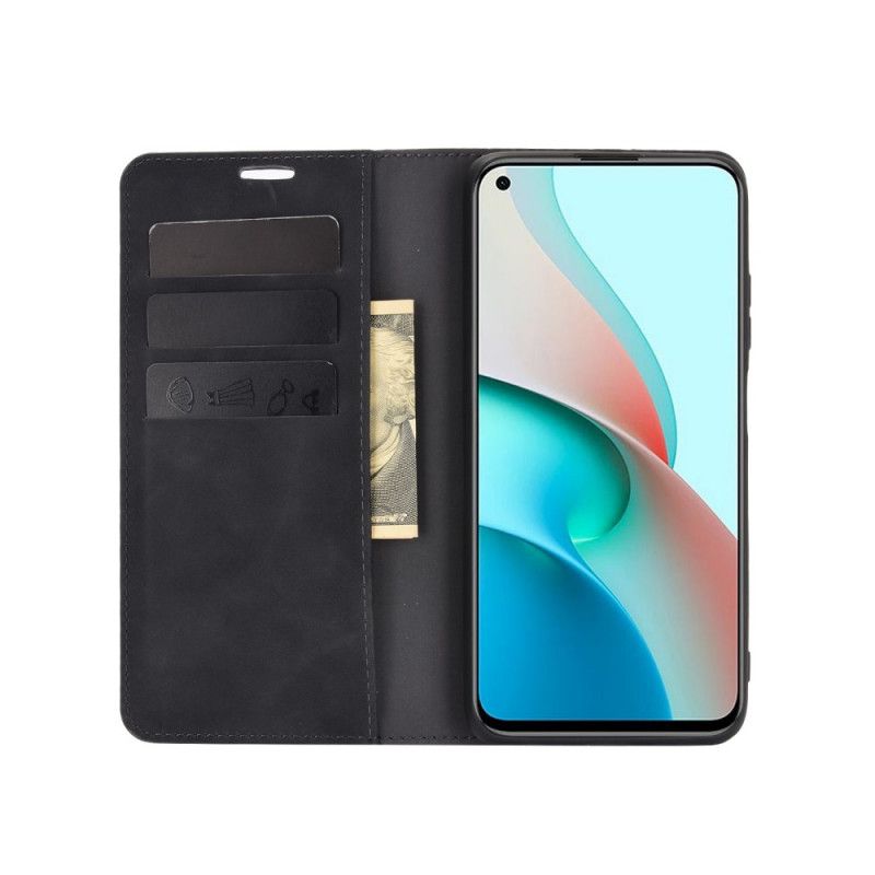 Flip Kotelot Xiaomi Redmi Note 9 5G / Note 9T 5G Szary Czarny Dotyk Skóry