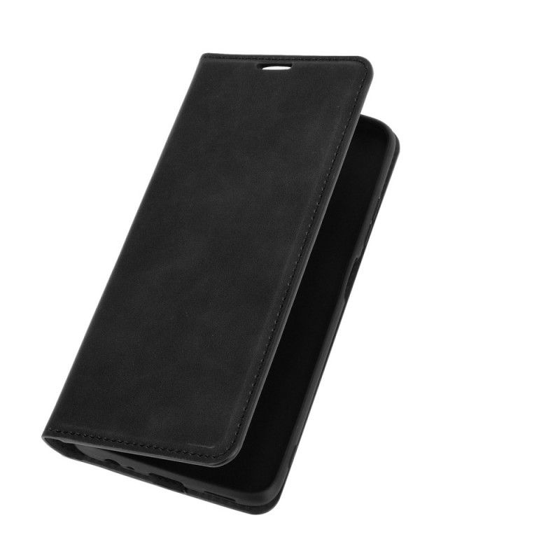 Flip Kotelot Xiaomi Redmi Note 9 5G / Note 9T 5G Szary Czarny Dotyk Skóry