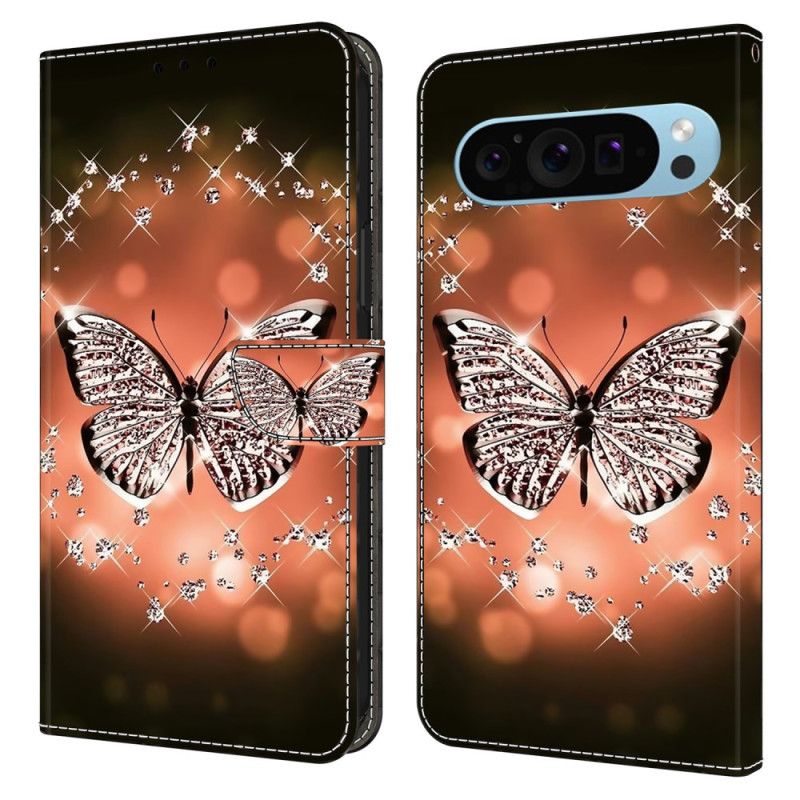 Etui Folio Do Google Pixel 9 Kryształowy Motyl