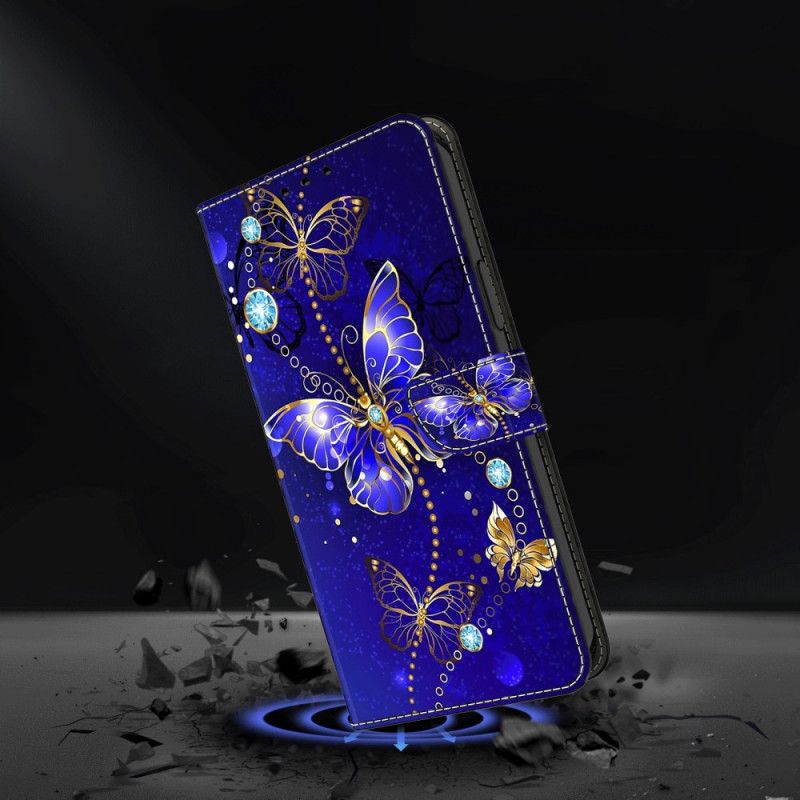 Etui Folio Google Pixel 9 Diamentowy Motyl Na Niebieskim Tle Etui Ochronne