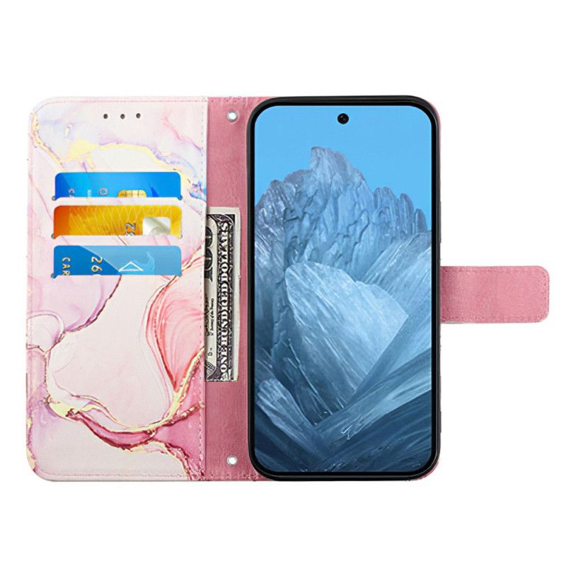 Etui Folio Google Pixel 9 Marmurkowy Styl Z Paskami Etui Ochronne