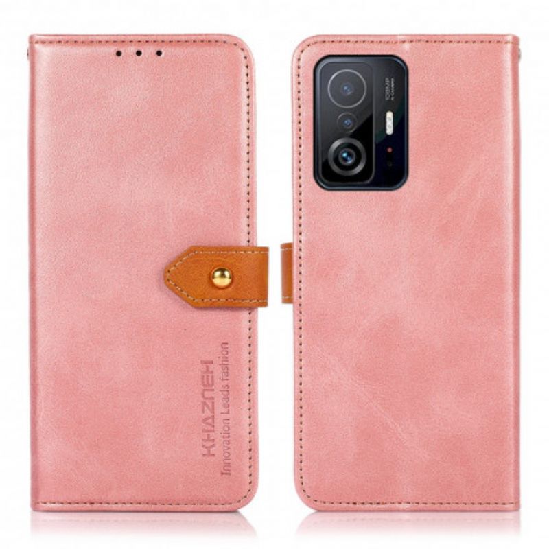 Etui Folio Do Xiaomi Mi 11t / 11t Pro Dwukolorowe Złote Zapięcie Khazneh