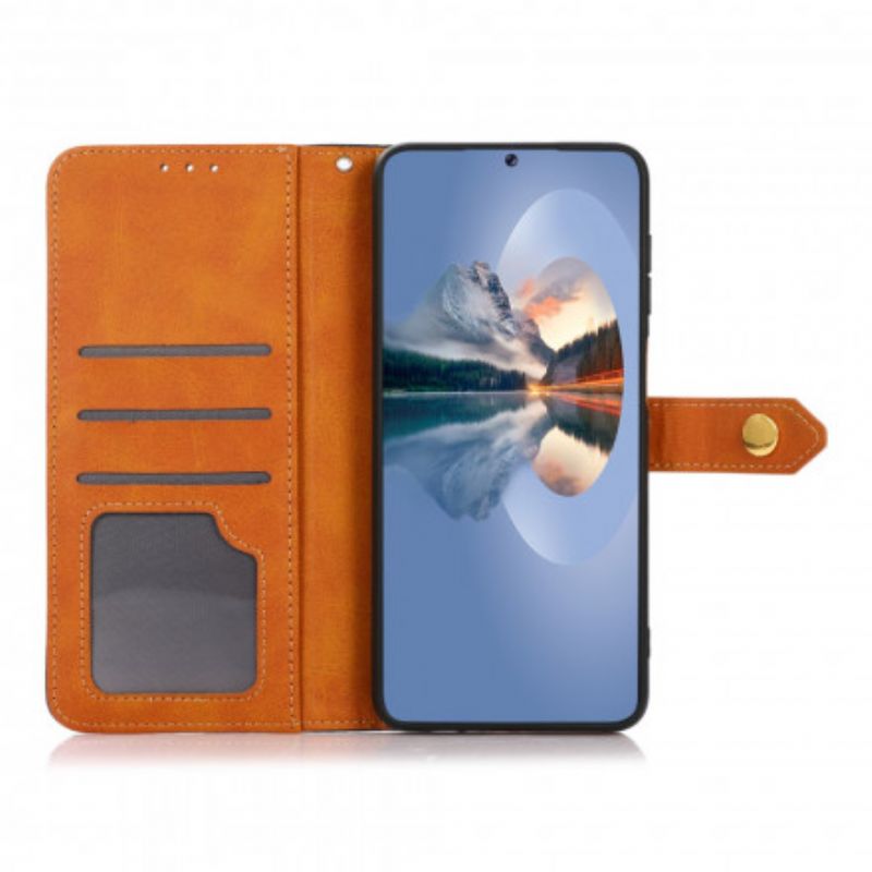 Etui Folio Do Xiaomi Mi 11t / 11t Pro Dwukolorowe Złote Zapięcie Khazneh