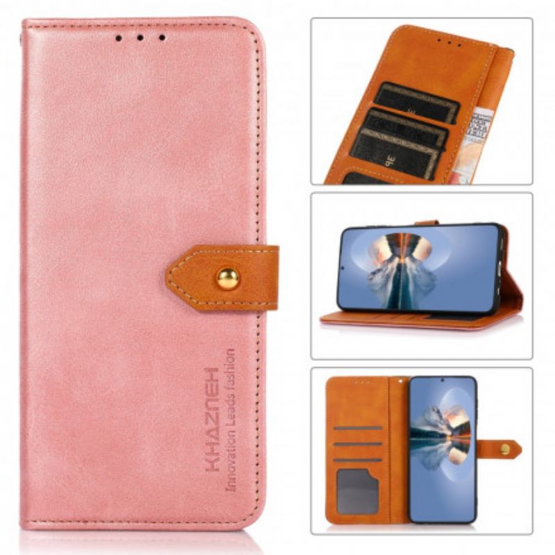 Etui Folio Do Xiaomi Mi 11t / 11t Pro Dwukolorowe Złote Zapięcie Khazneh