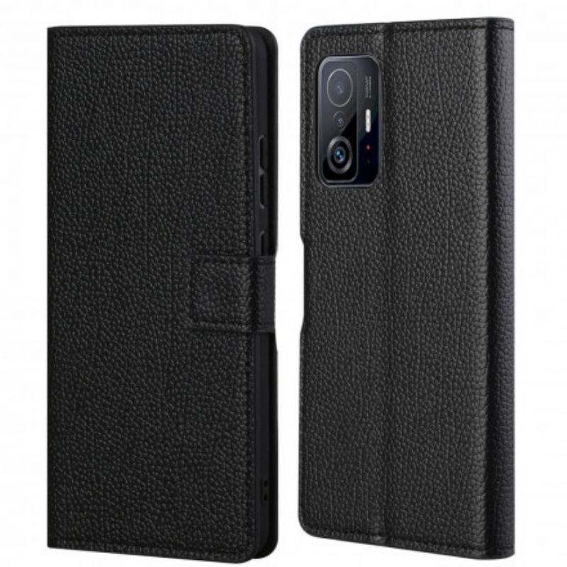 Etui Folio Do Xiaomi Mi 11t / 11t Pro Litchi Efekt Skóry Zbożowej